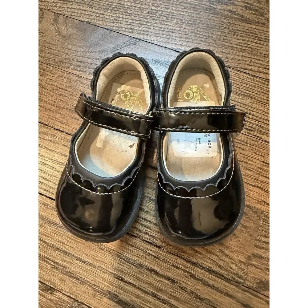 See Kai Run Jane II Black Patent Leather Mary Jane Shoes Size Toddler Girl 6 NEW